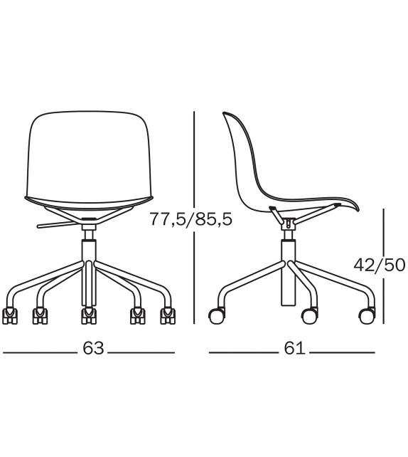 Troy Chair Magis Swivel Chair on 5 Wheels