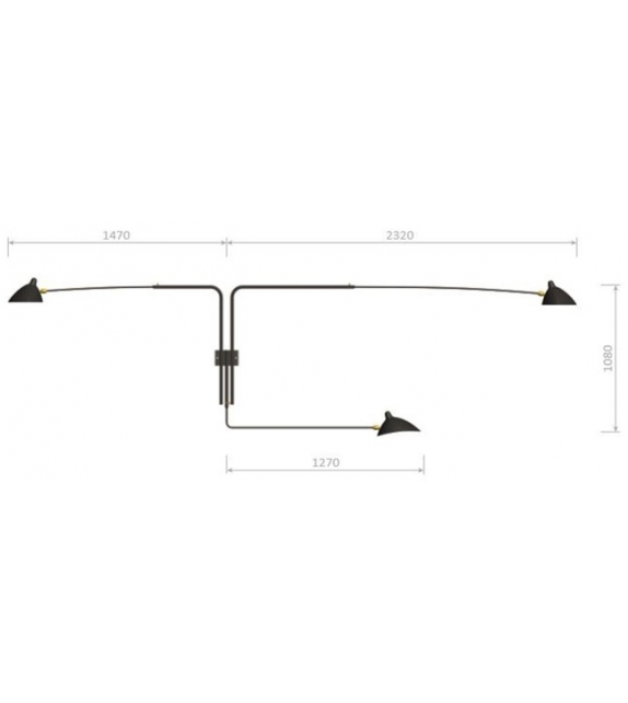 Sconce 3 Rotating Straight Arms Serge Mouille