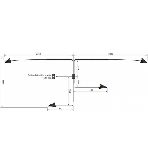 Applique 4 Bras Pivotants Serge Mouille