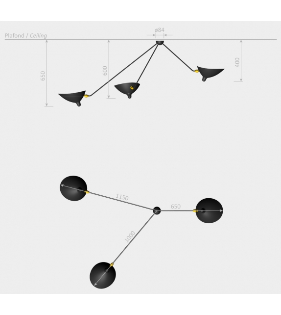 PAR3B Serge Mouille Lampada da Soffitto