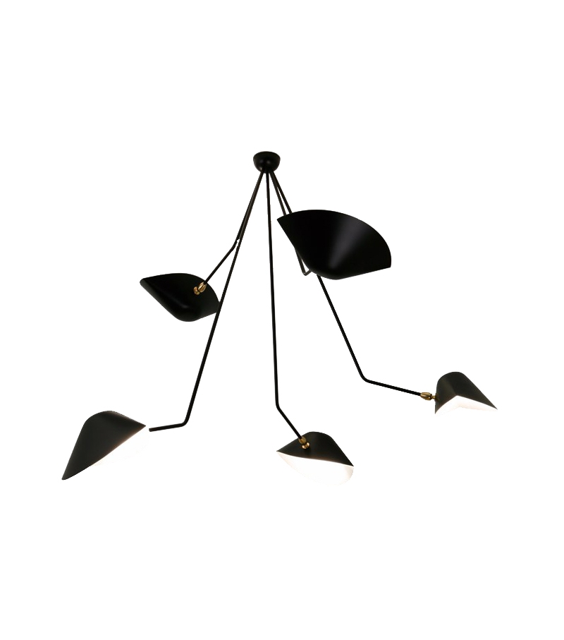 Ceiling Lamp "Spider" 5 Still Angled Arms Serge Mouille