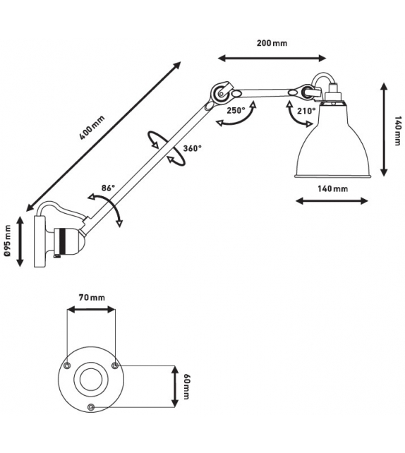 N°304L40 DCW Éditions-Lampe Gras Lámpara de Pared