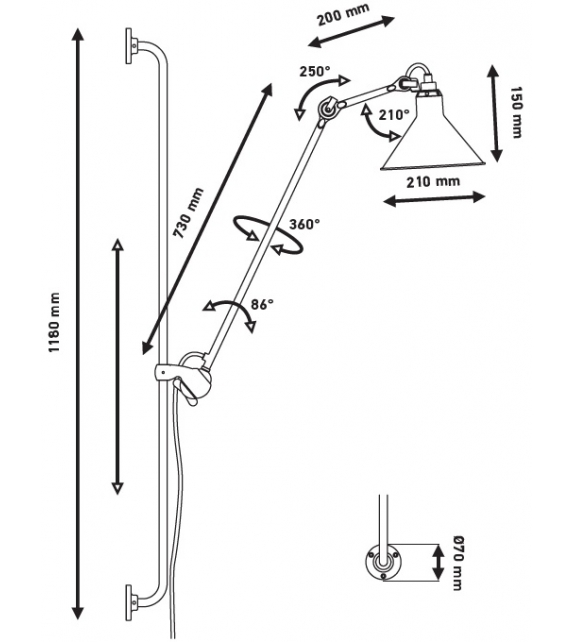 N°214 DCW Éditions-Lampe Gras Wall Lamp