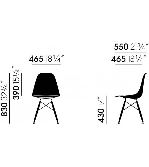 Eames Plastic Side Chair DSW Chaise Rembourrée Vitra