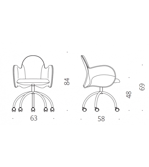 Incisa DePadova Fauteuil Pivotant Avec Roues