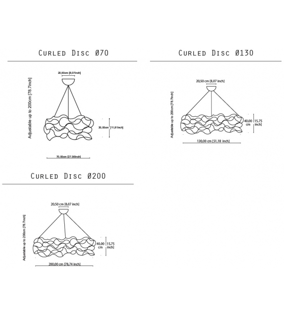 Curled Disc Quasar Lámpara de Suspensión