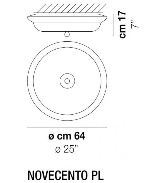 Novecento PP Vistosi Lampada da Soffitto-Parete