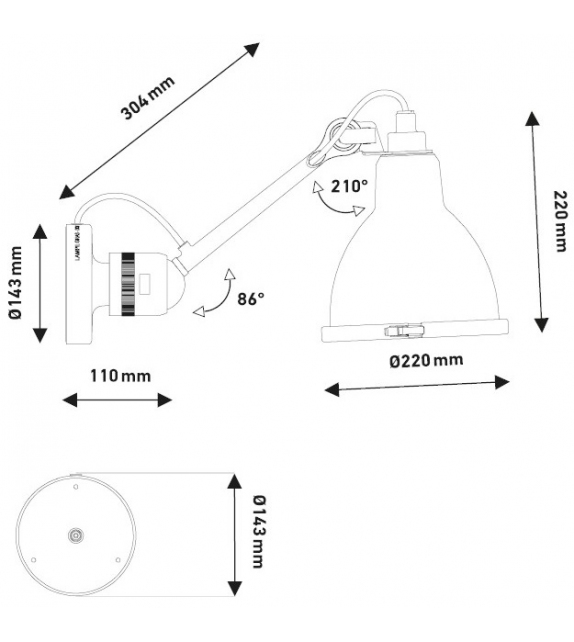 Listo para entregar - N°304 XL Outdoor DCW Éditions-Lampe Gras Lámpara de Pared