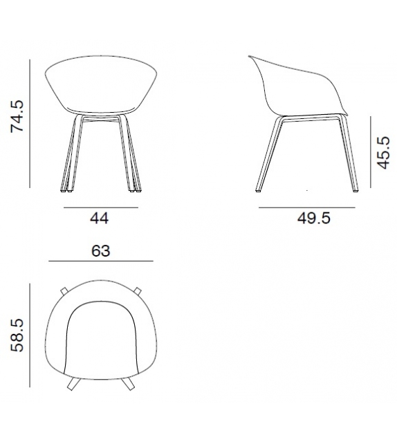 Duna 02 Arper Armchair With Cushion & Wooden Legs