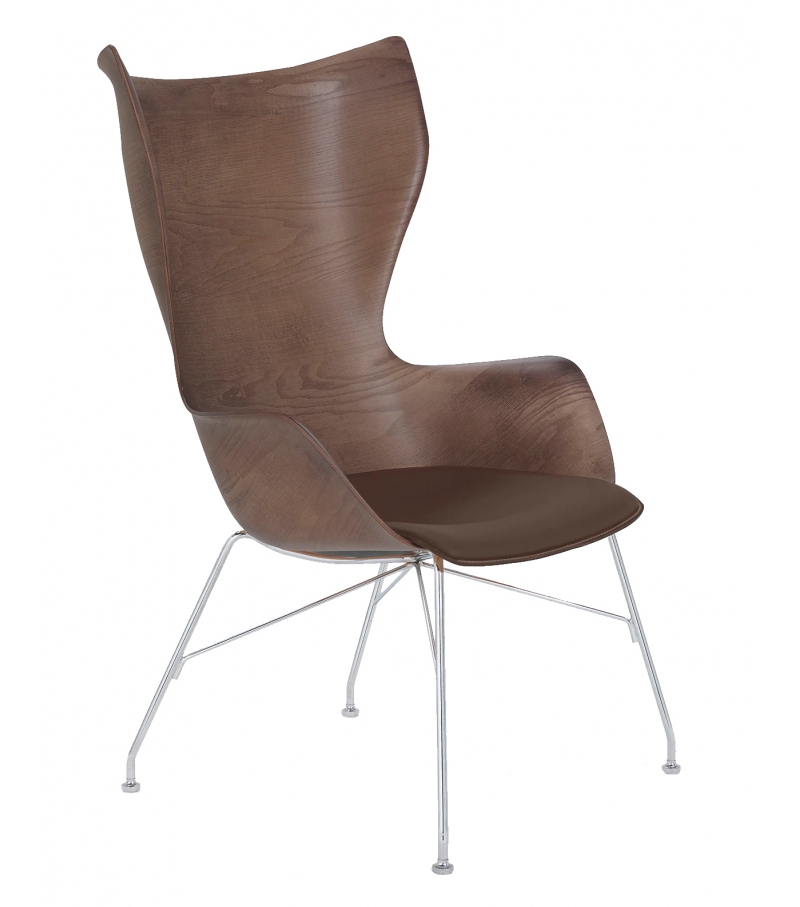 K/Wood Kartell Armchair with Leather Seat Milia Shop