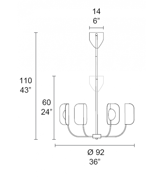 Leaf  7208/4 MMLampadari Suspension Lamp
