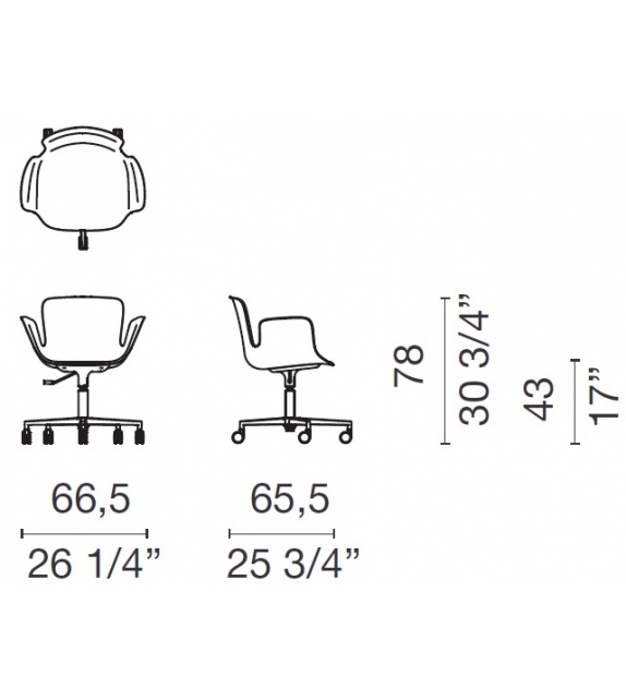 Juli Plastic Cappellini Armstuhl mit 5 -Sterne-Basis