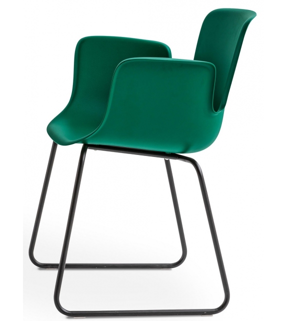 Juli Plastic Cappellini Armstuhl mit Schlittenbasis