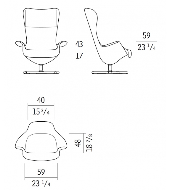 Tilt Bergère Giratoria Bicolor Giorgetti