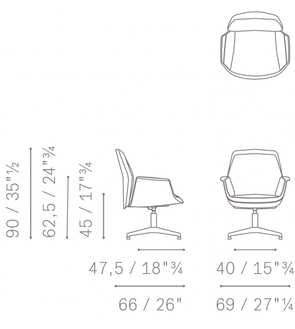 Downtown Visitor Swivel Chair Poltrona Frau