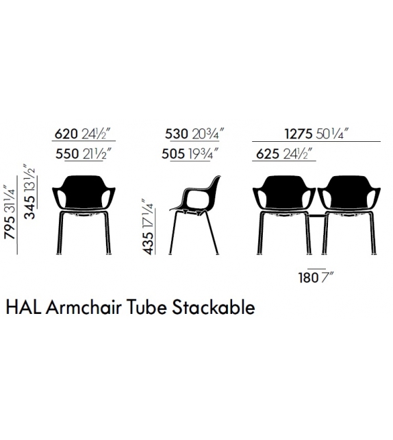 HAL RE Armchair Tube Stackable Vitra Chaise