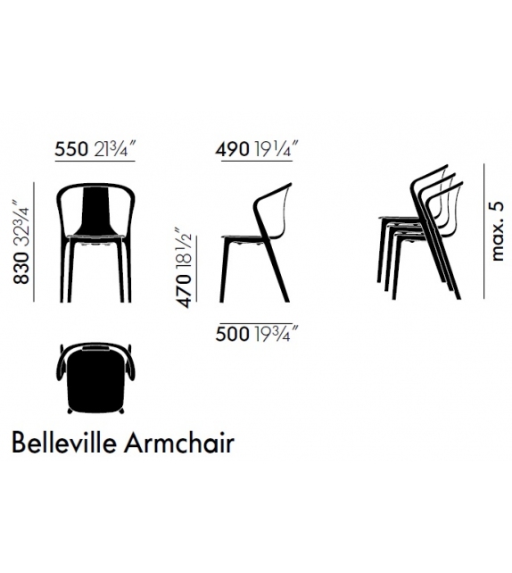 Belleville Armchair Plastic Vitra Butaca