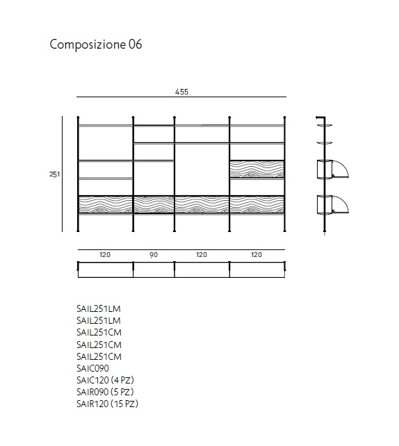 Sailor Living Divani Bücherregal