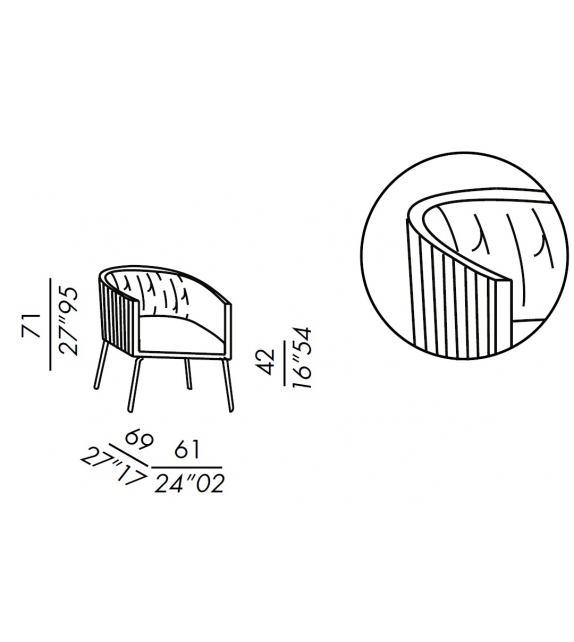Lolyta Due Stripe Meridiani Small Armchair