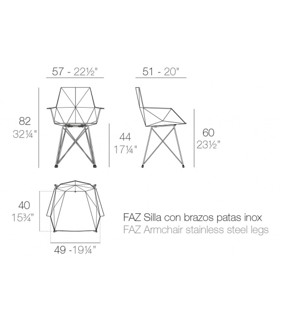Faz Set of 4 Chairs Inox Vondom