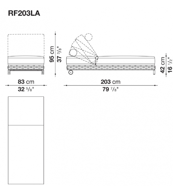 Ray Outdoor Fabric B&B Italia Outdoor Sunbed