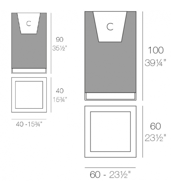 Vela Boîte à Fleurs Cubo Alto Vondom