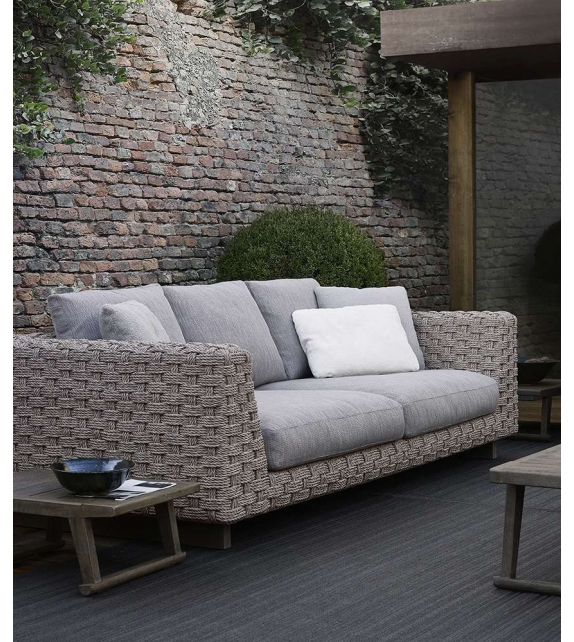 Ray Outdoor Natural B&B Italia Outdoor Sofa with Wooden Base
