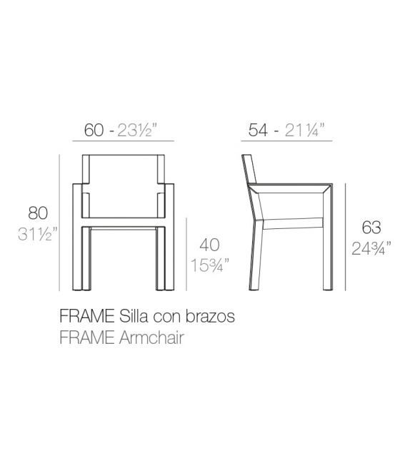 Frame Set de 2 Chaises Avec Accoudoirs Vondom