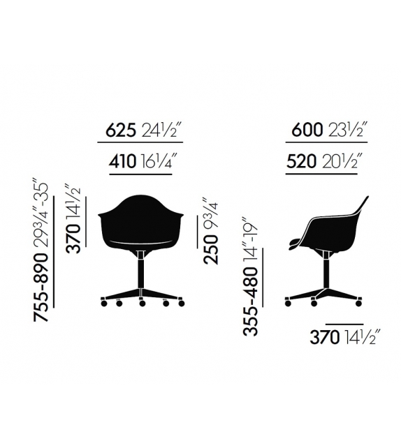 Eames Plastic Armchair PACC Silla Giratoria Con Acolchado Vitra