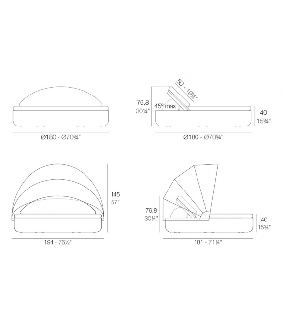 Ulm Vondom Daybed con schienale reclinabile