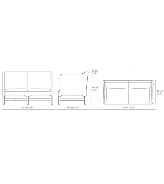 KK41180 Sofa With High Sides Carl Hansen & Søn Sofa