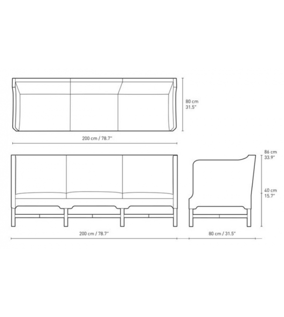 KK41181 Sofa With High Sides Carl Hansen & Søn Canapé