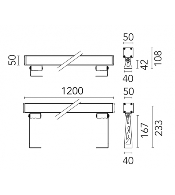 Outgraze 50 L 120 Flos Applique/Plafonnier