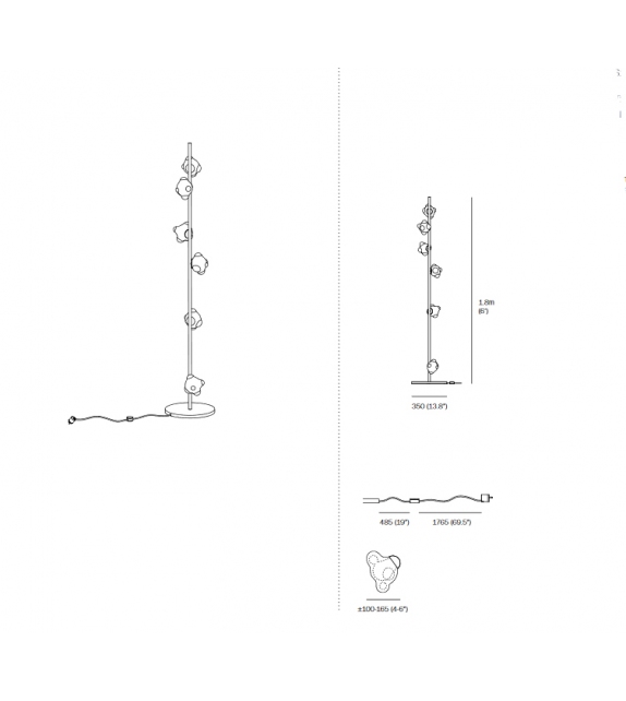 57 Stem Bocci Làmpara de Pie