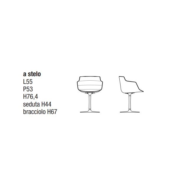 Flow Slim Sedia Imbottita su Stelo MDF Italia