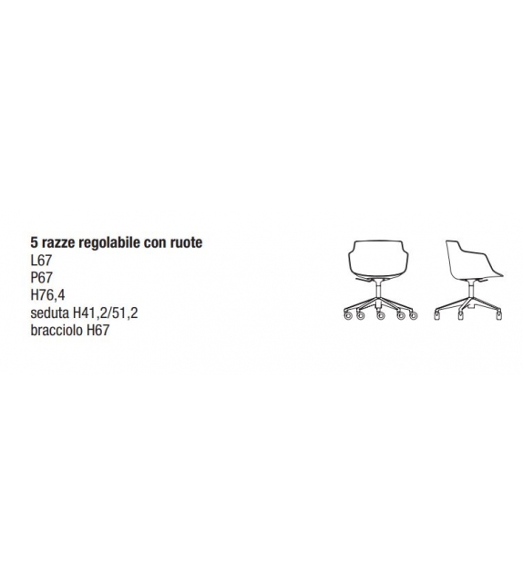 Flow Slim Sedia con 5 Razze su Ruote MDF Italia