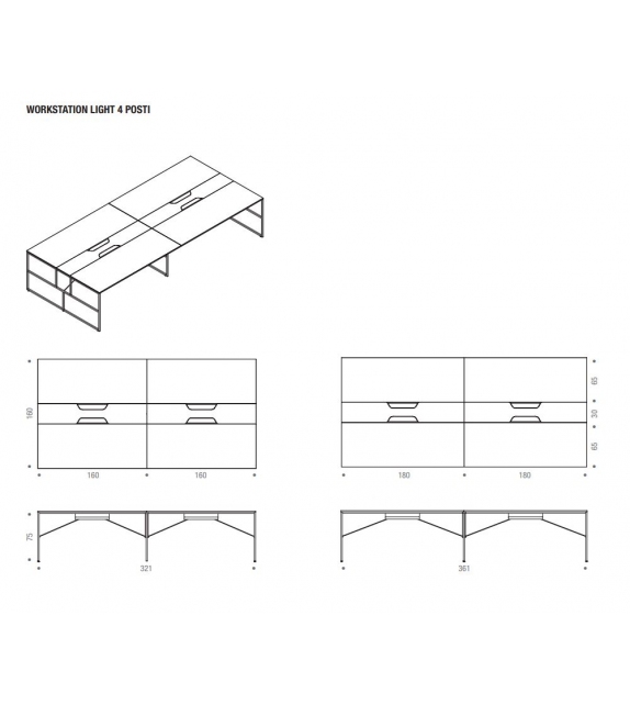 20.Venti Light MDF Italia Schreibtisch