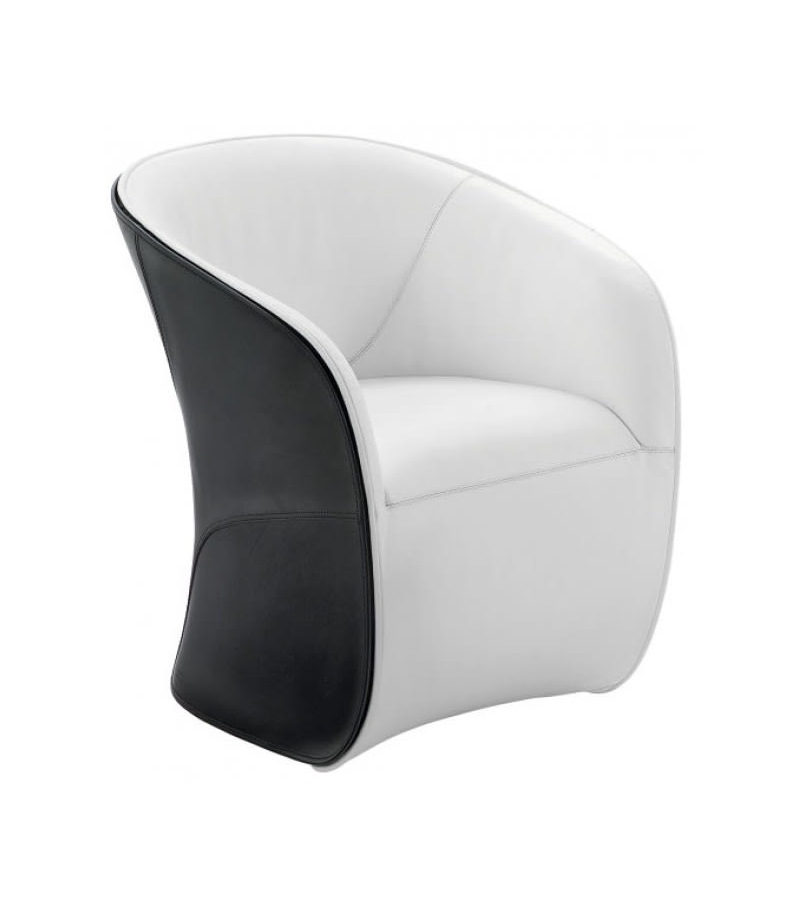873 Calla Zanotta Petit Fauteuil avec Coque en Cuir