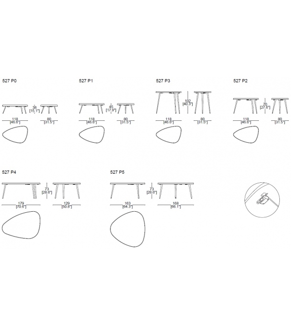 527 Mexique Cassina Mesa con USB