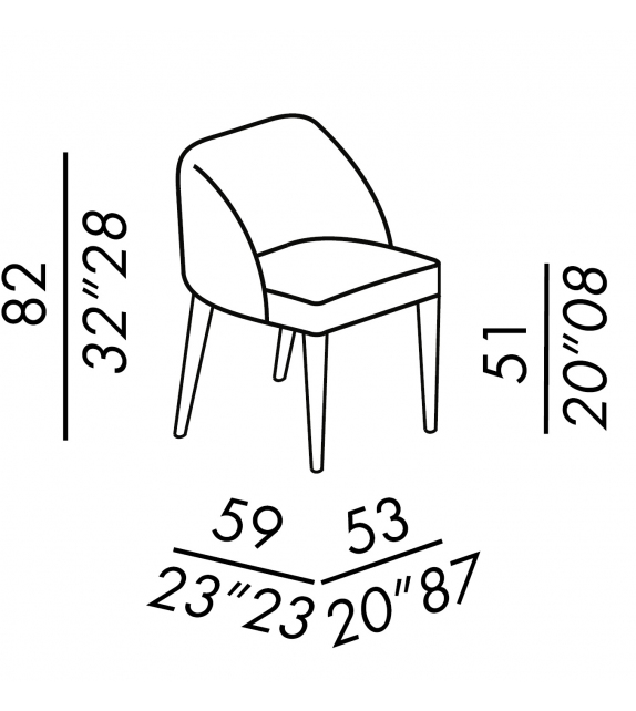 Odette Uno Meridiani Chair with Covered Legs