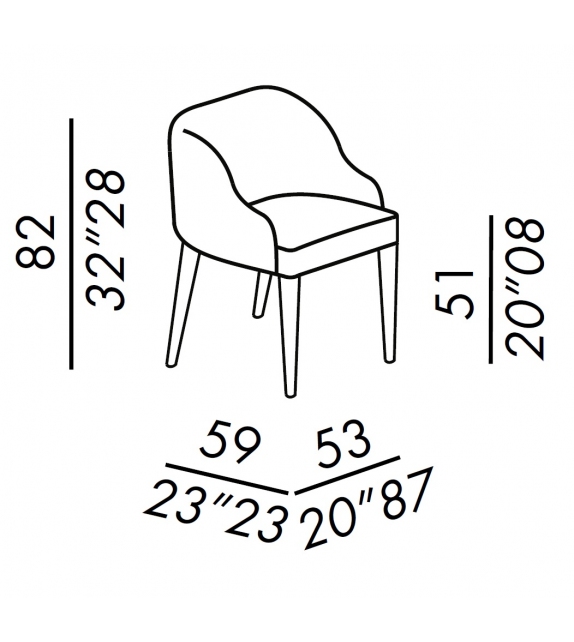 Odette Due Meridiani Chair with Covered Legs
