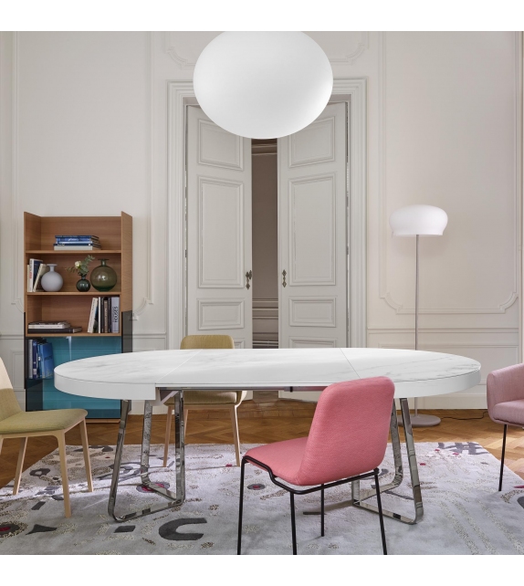 Ava Ligne Roset Tavolo Allungabile con Piano in Gres Porcellanato