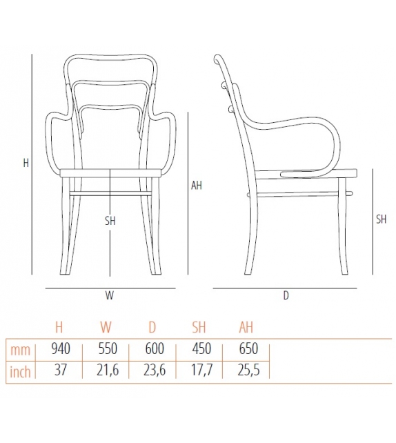Vienna 144 Gebrüder Thonet Vienna Chaise avec Accoudoirs