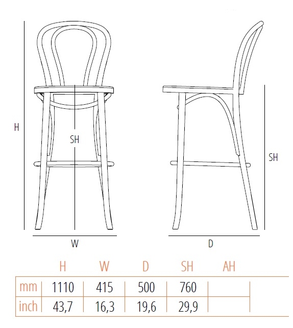 N. 18 Gebrüder Thonet Vienna Sgabello da Bar Imbottito