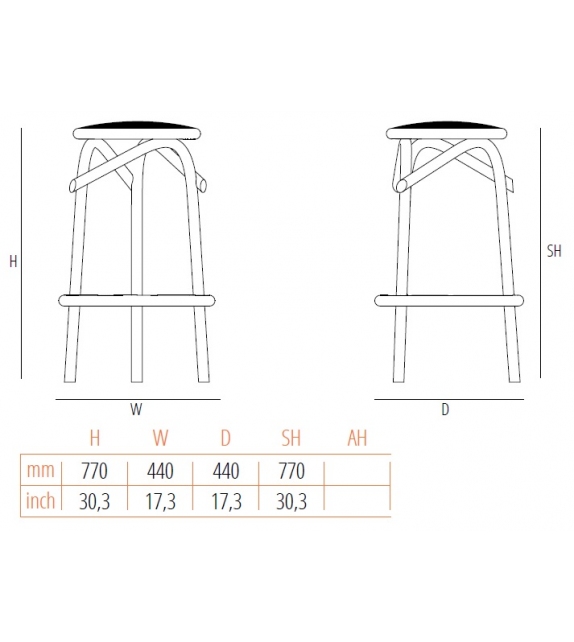 Trio Counter Gebrüder Thonet Vienna Tabouret de Bar Rembourré