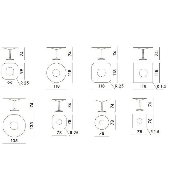 Multiplo Kartell Mesa con Tapa de Vidrio
