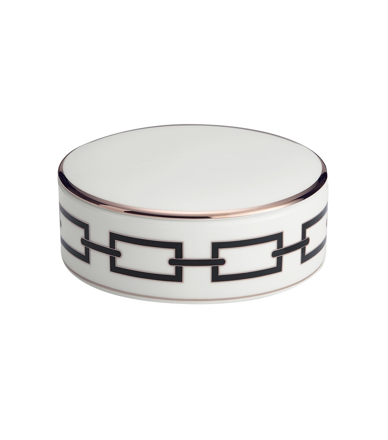 Scatola Talco Catene Nero Ginori 1735 Niedriges Quadratisches Tablett