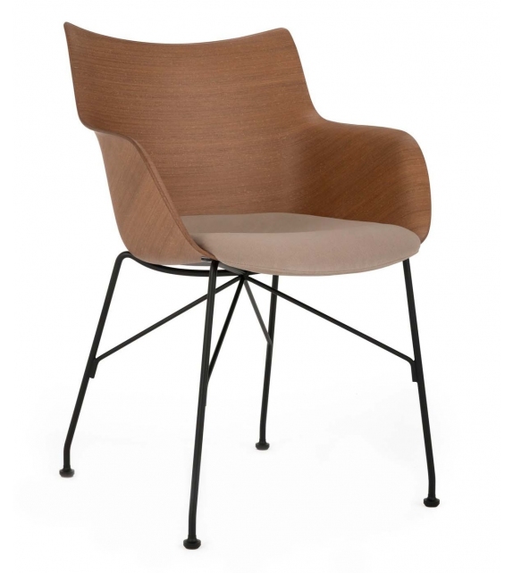 Q/Wood Kartell Small Armchair with Upholstered Seat