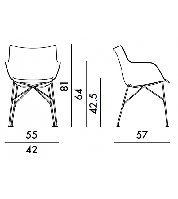 Q/Wood Kartell Poltroncina con Seduta Rivestita