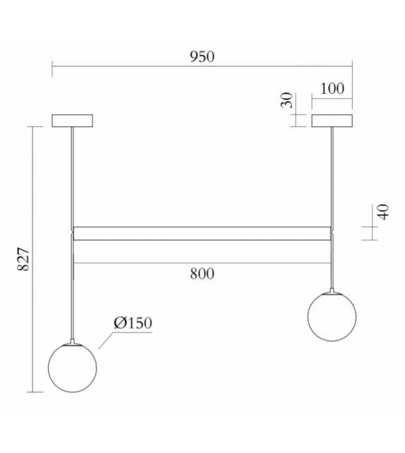 Tube with Globes Atelier Areti Suspension